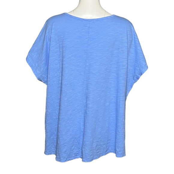 Fresh Produce Cotton Slub Tee Blue Oversized Scoop Neck Boxy T-Shirt One Size - Picture 6 of 10